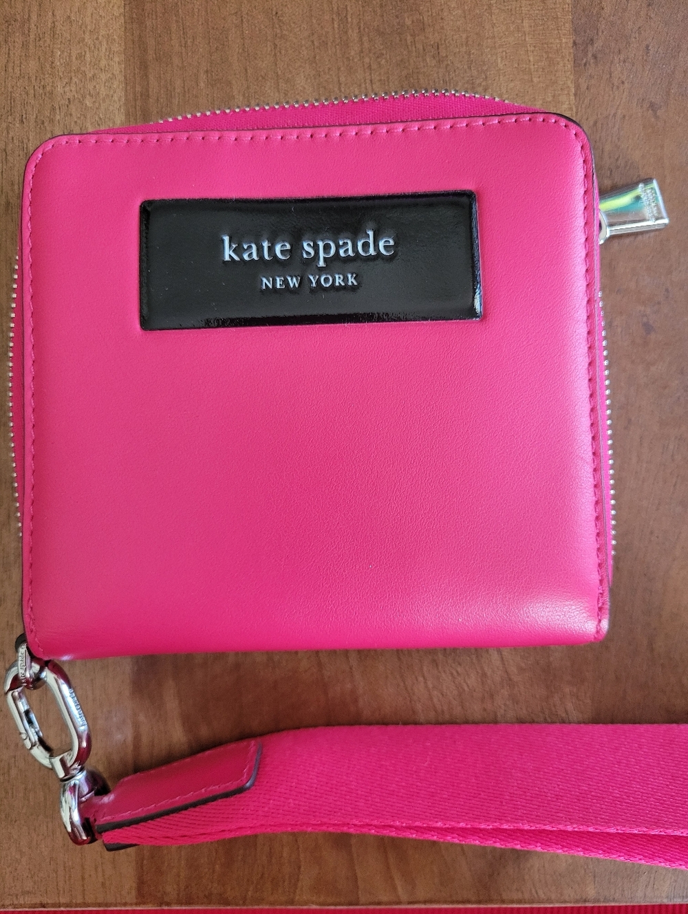 kate spade Bright Pink Zipped Compact Wallet with Strap